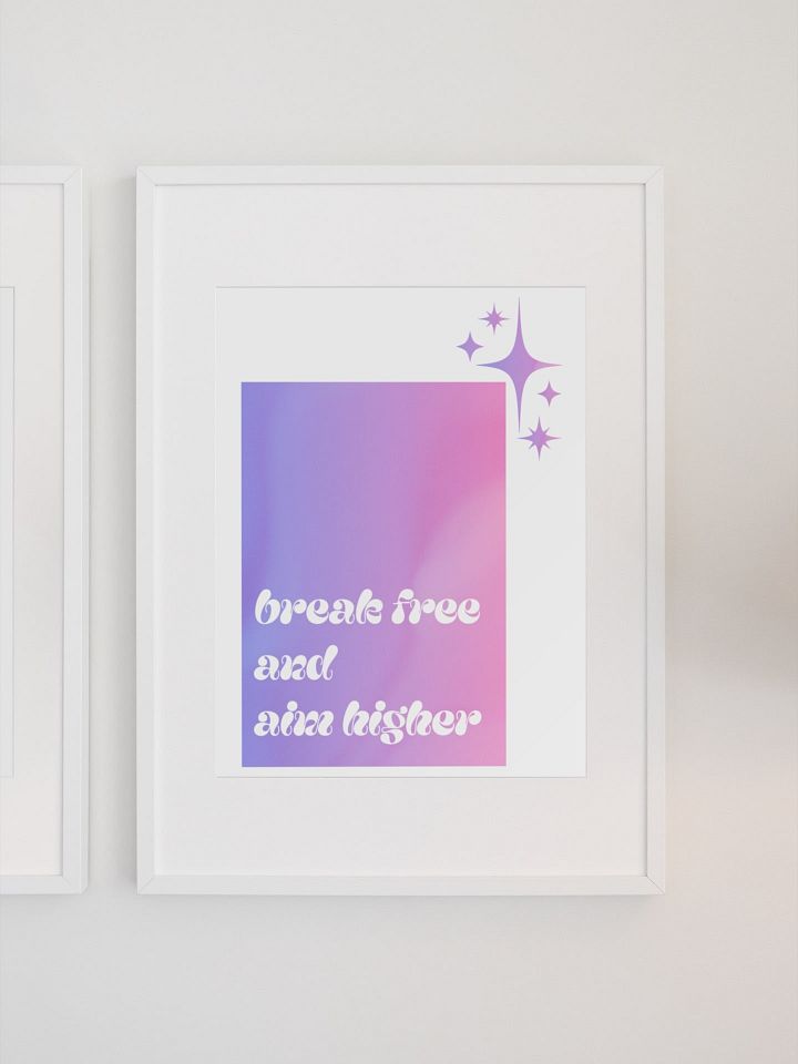 Aim Higher Inspirational Quote, Break Free Motivational Print, Purple Gradient Wall Art, Office Decor, Encouragement Gift Shiny Stars Poster product image (1)