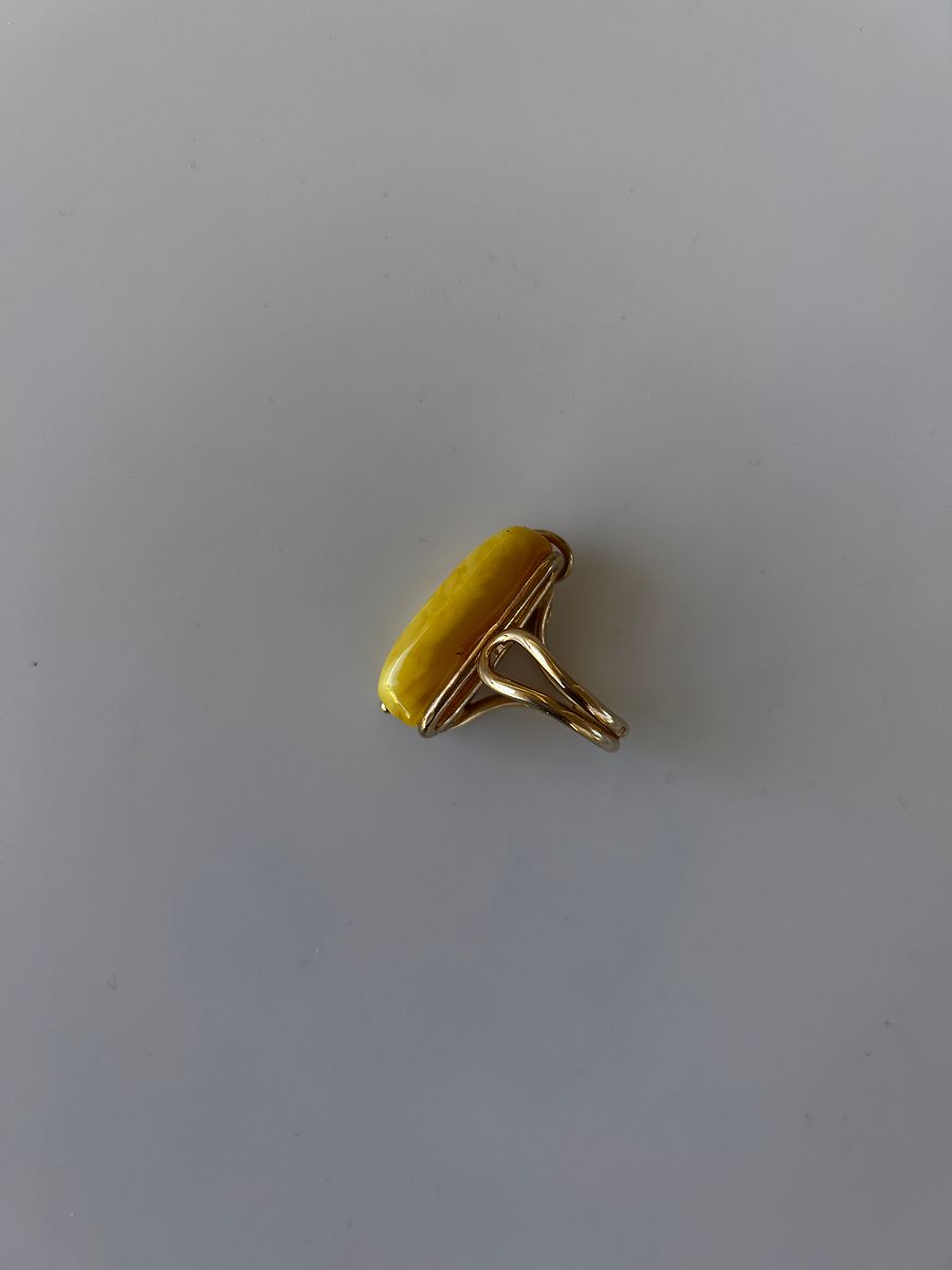 Baltic Egg Yolk Amber 925 Sterling Silver Swirl Design Adjustable Ring product image (5)