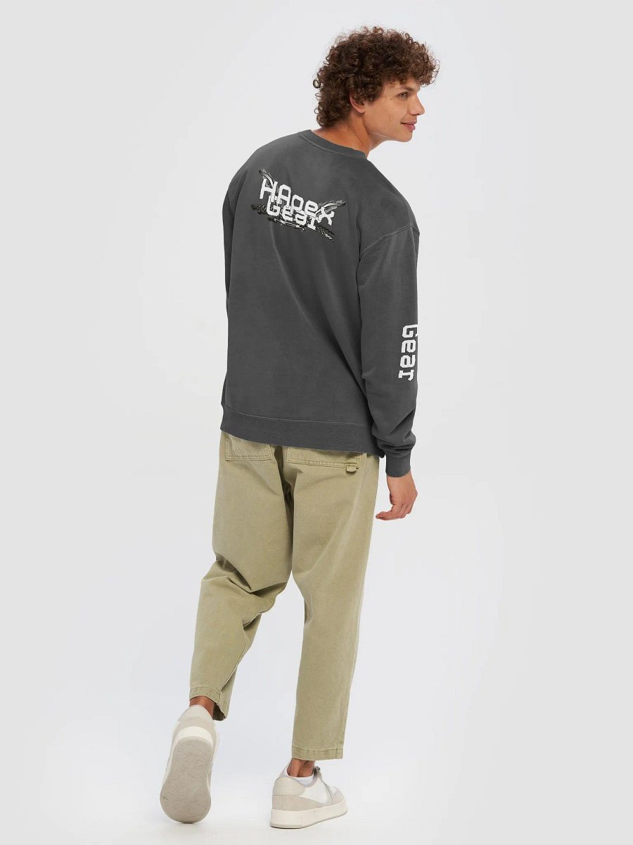 Unisex Midweight Pigment Dyed Sweatshirt - White HApex Gear White Logo product image (56)