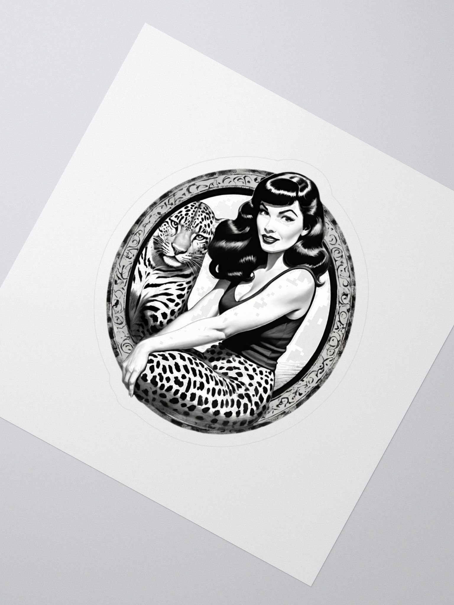 Bettie Page Leopard Kiss Cut Stickers product image (2)