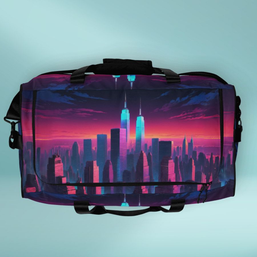 Vaporwave New York City All Over Print Duffel Bag product image (7)