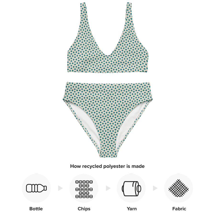 Blue leaves Hight Waisted Bikini product image (4)