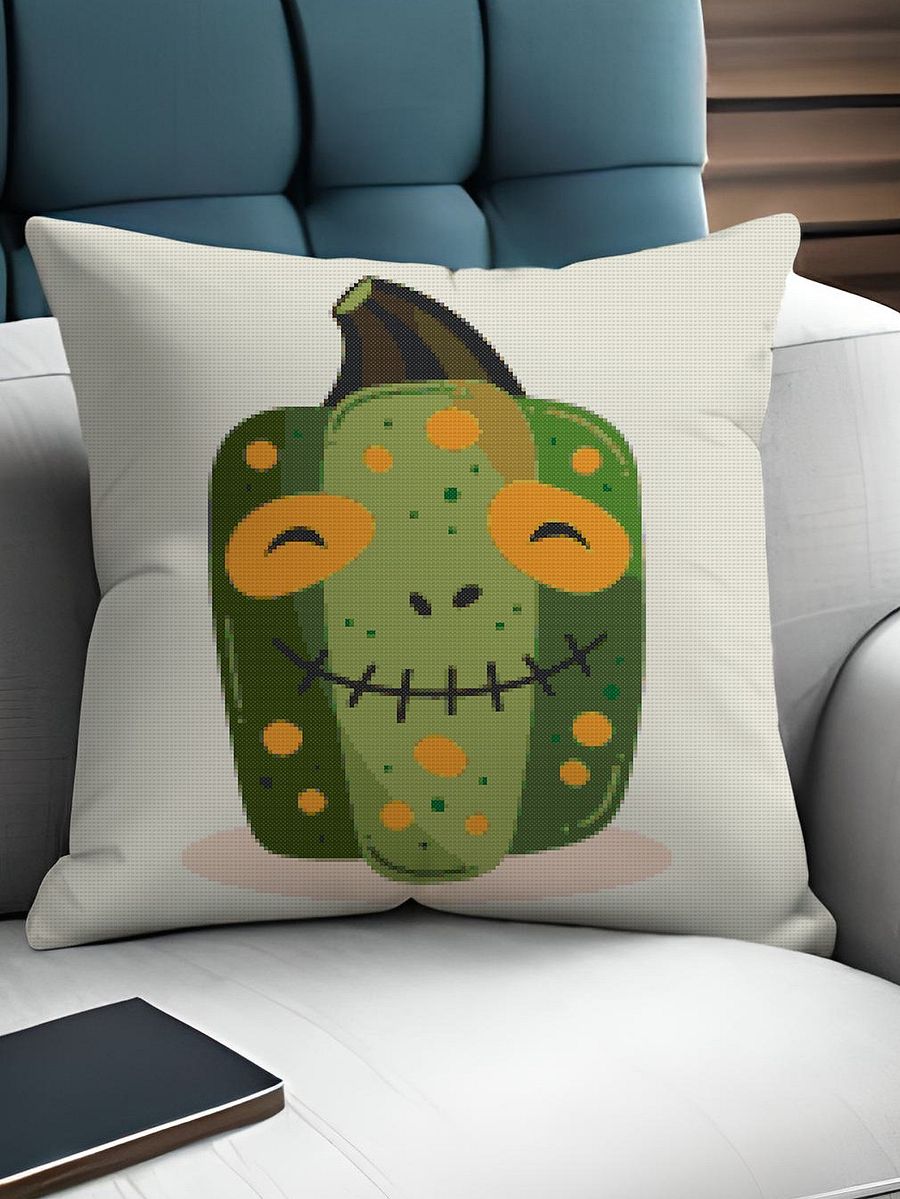 Charming Green Halloween Pumpkin Printable Cross Stitch Pattern product image (4)