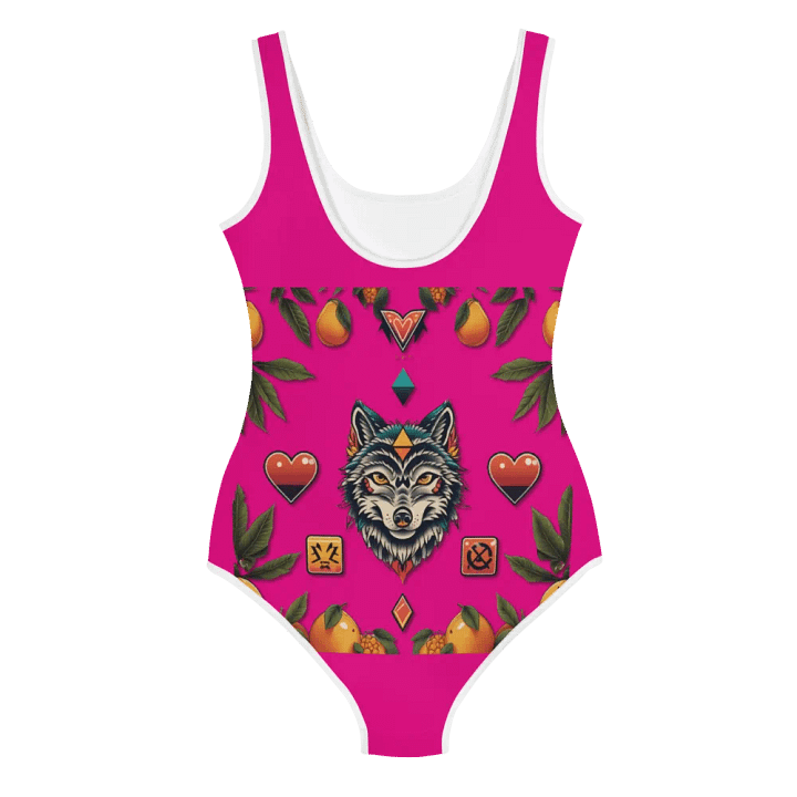 Symmetrical Wolf All-Over Youth Swimsuit product image (2)