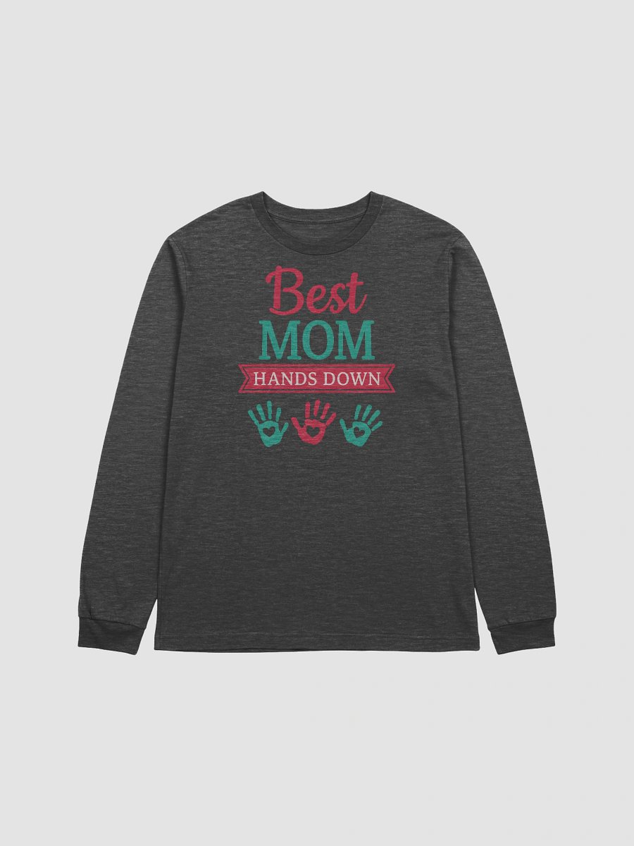Best Mom Hands Down Long Sleeve Tee – Colorful Handprint Design for Mother’s Day product image (1)