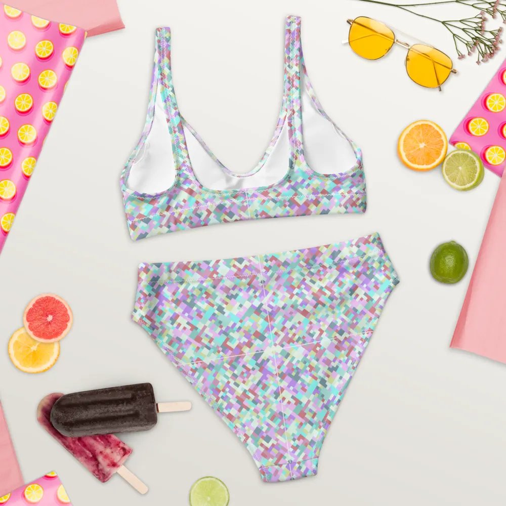 Colorful Mosaic Pattern Design High Waisted Bikini - v6 product image (8)