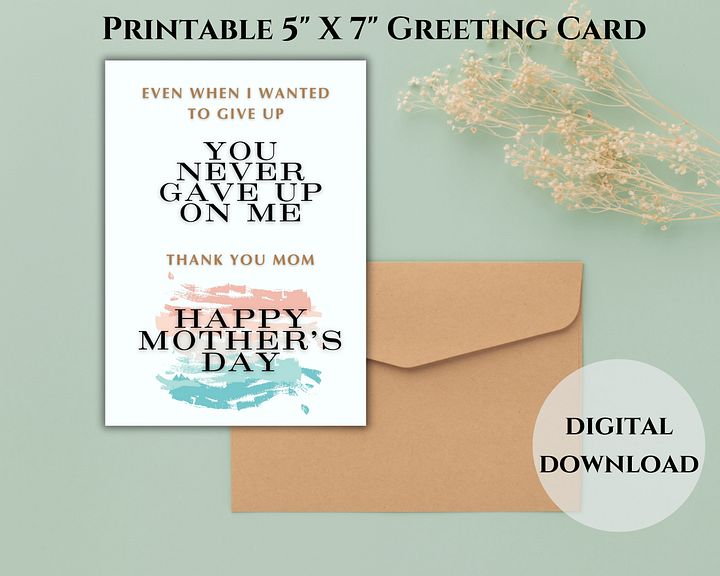 You never gave up Mother's Day Card product image (1)