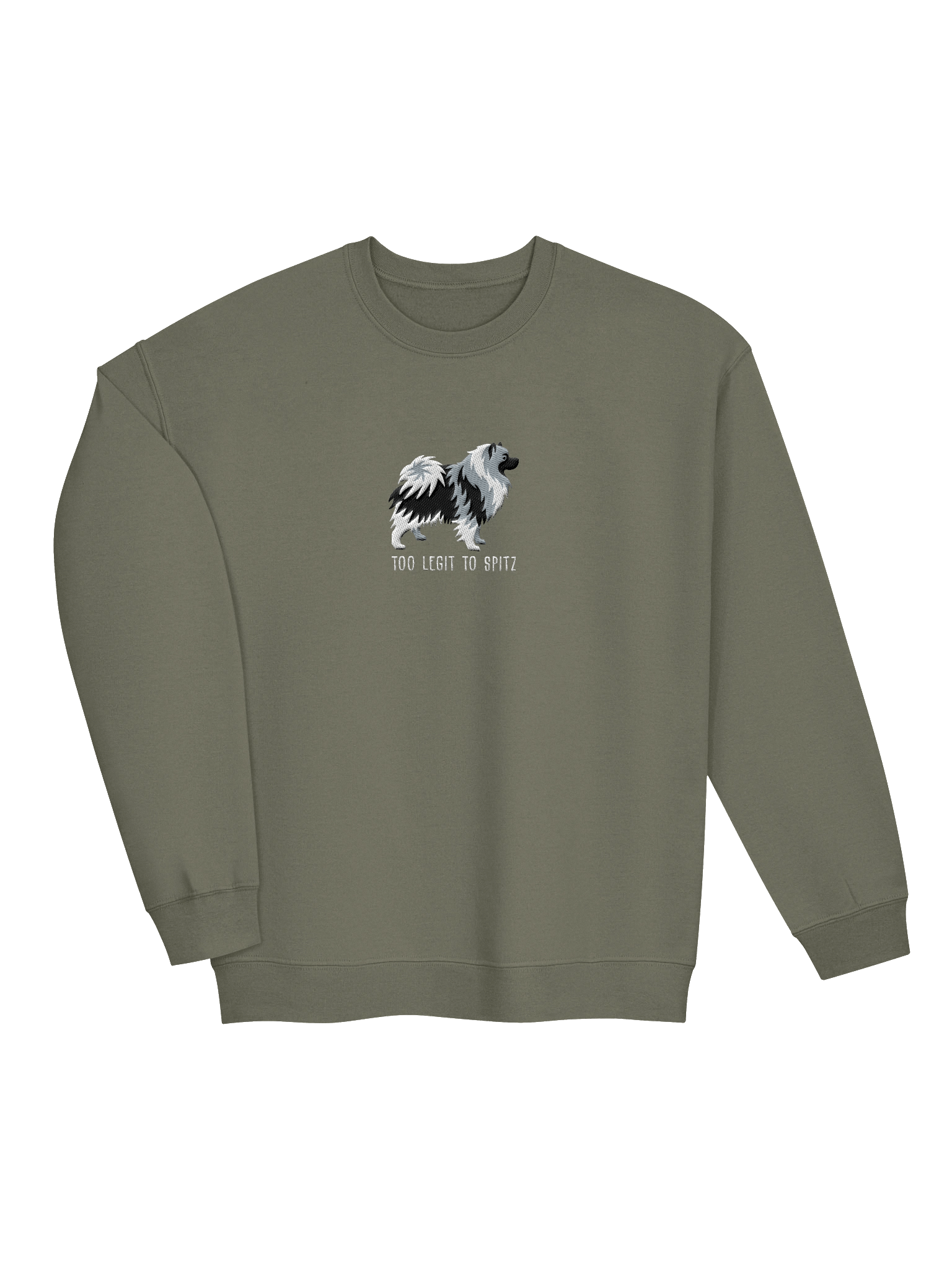 Too Legit to Spitz Sweatshirt (Embroidered) of a Keeshond(Black & White) product image (15)