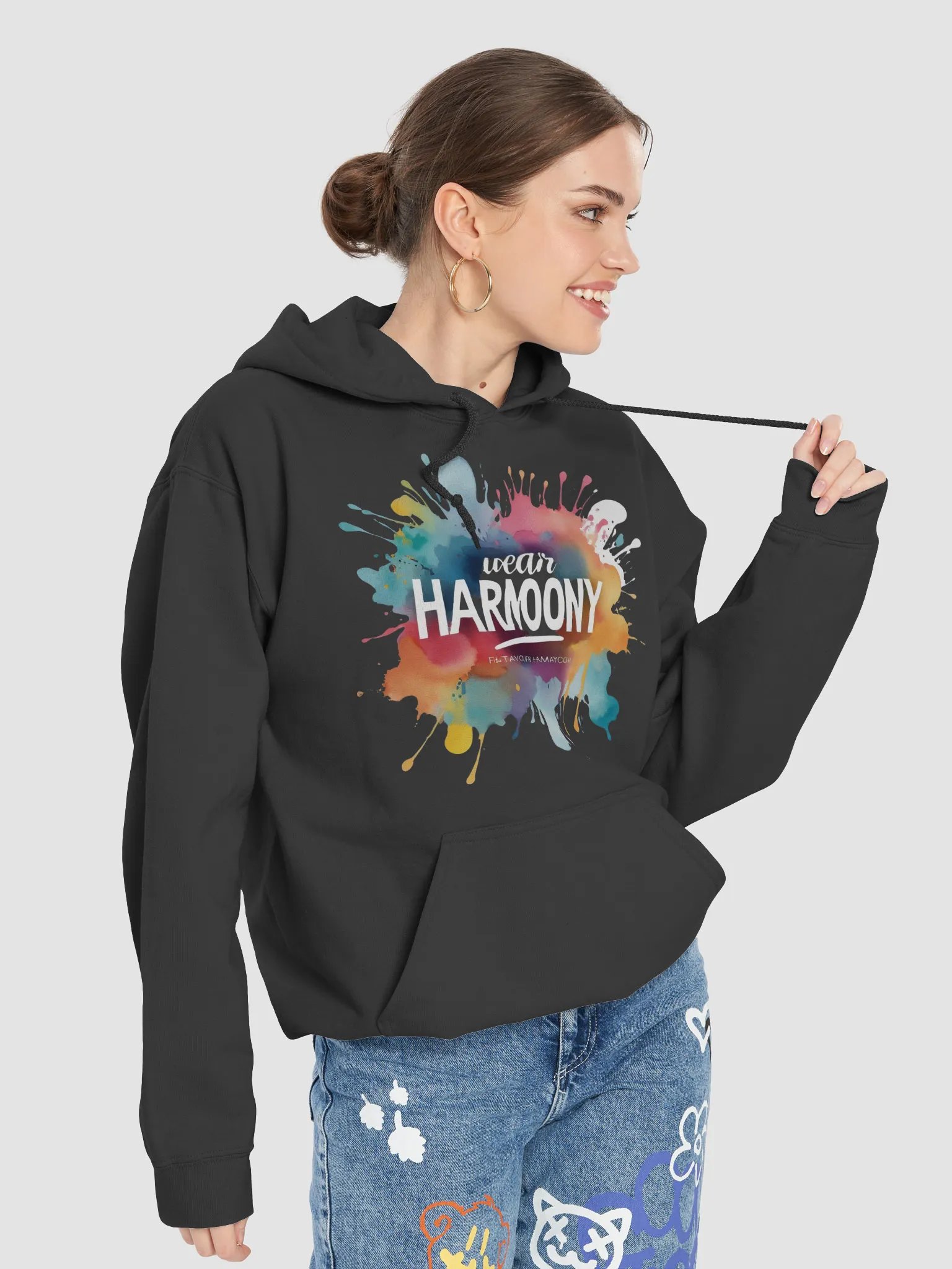 Harmony Splash Hoodie, Artistic Vibes Gift, Colorful Statement Wear product image (3)