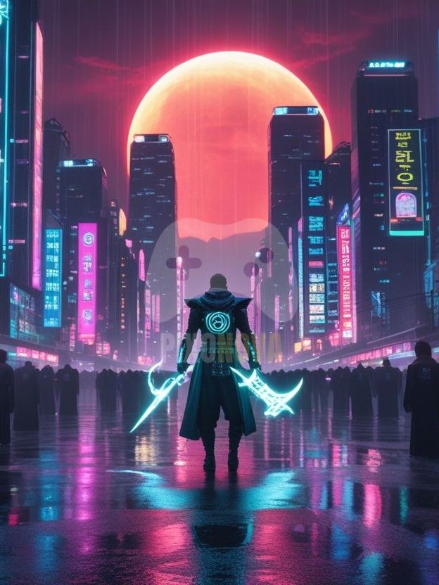 Eclipse Over Arcade City | Wide Digital Art Set (1472 x 832 px, PNG + PDF) product image (2)