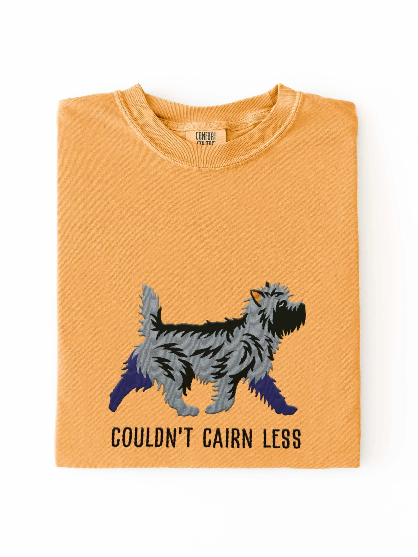 Couldn't Cairn Less T-Shirt(Embroidered) of a Cairn Terrier(Blue Brindle) product image (1)