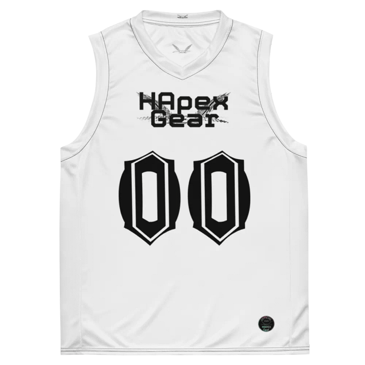 Sync - White - Recycled Unisex Basketball Jersey - Black HApex Gear Black Logo product image (2)