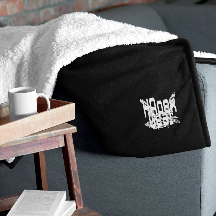 Premium Sherpa Blanket - Embroidered - White HApex Gear Black Logo product image (10)