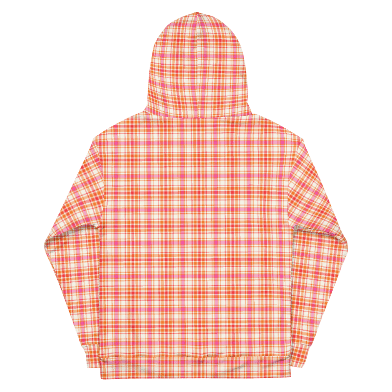 Orange and Hot Pink Plaid Hoodie product image (7)
