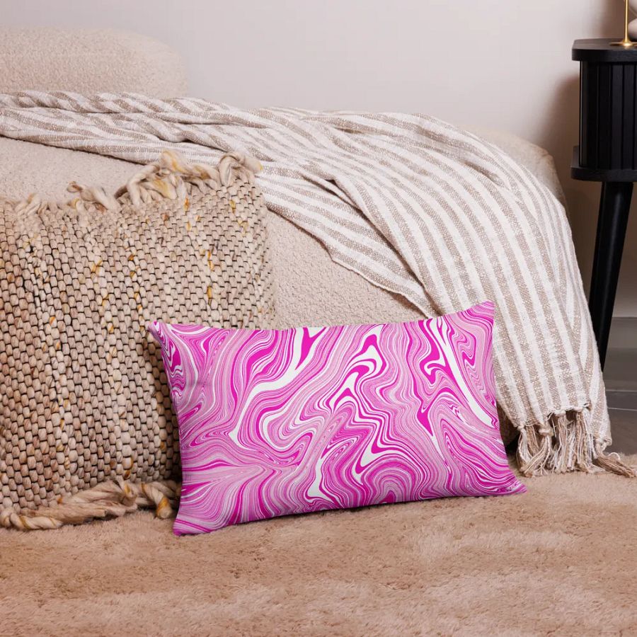 Premium Pillow Case - Pink and White Liquid Swirls product image (4)