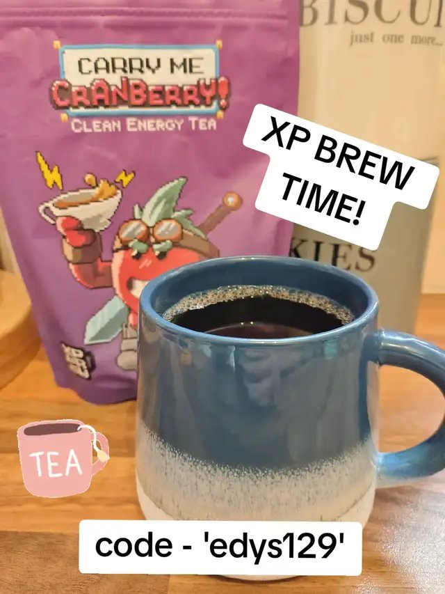 - XP BREW -  It’s a black tea powder you mix with hot water - like a regular cuppa, but with the energy boost of an energy drink. The build: 100mg of caffeine per mug 10g cane sugar (not sugar-free, but no artificial nasties) Vitamins and natural cognitive enhancers Designed to avoid the crash or jitters you get from other energy drinks Flavours include: Carry Me Cranberry (Cranberry) Spicy Passion Power-Up (Chilli & Passionfruit) Dark Choc Cherry (Dark Chocolate & Cherry) @XP Brew - Energy Tea  #gaming #energytea #gamers #cuppa #xpbrew 