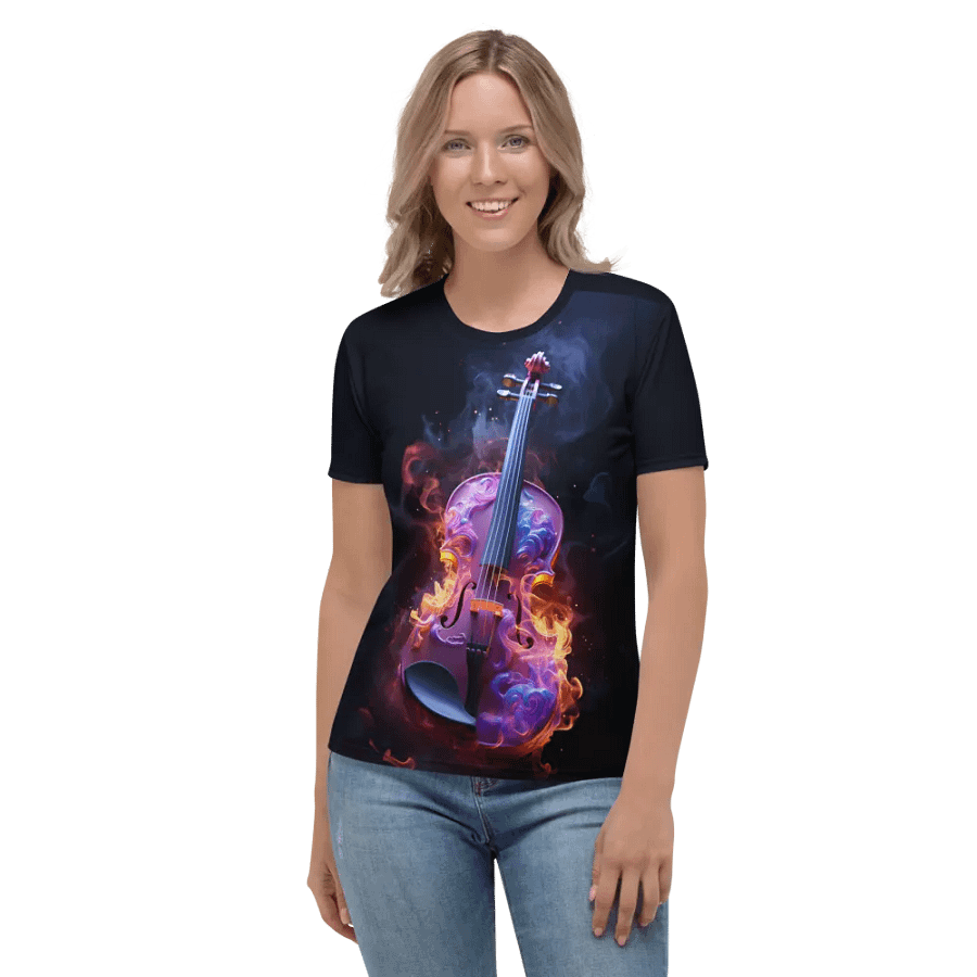 Violin on Fire All Over Print T-shirt product image (2)