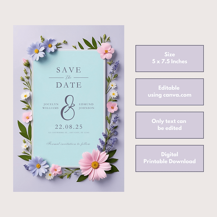 Elegant Save The Date Card - Dizynai (DSD-02) product image (2)