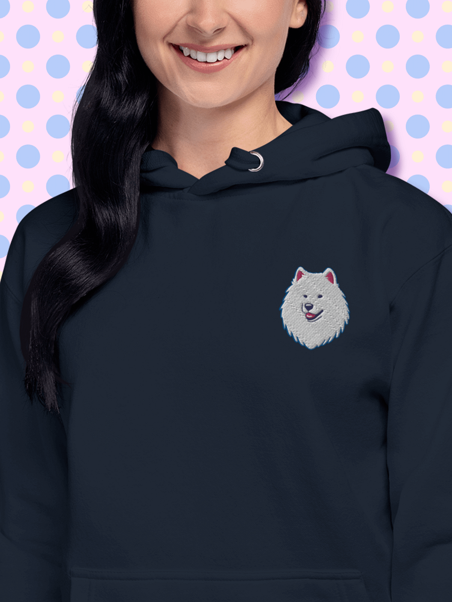 Smiling Samoyed Pup Embroidered Unisex Premium Hoodie product image (4)