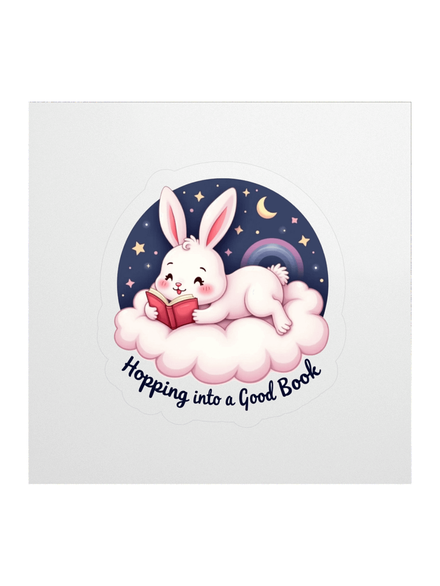 Hopping into a Good Book – Cute Bunny Sticker product image (1)