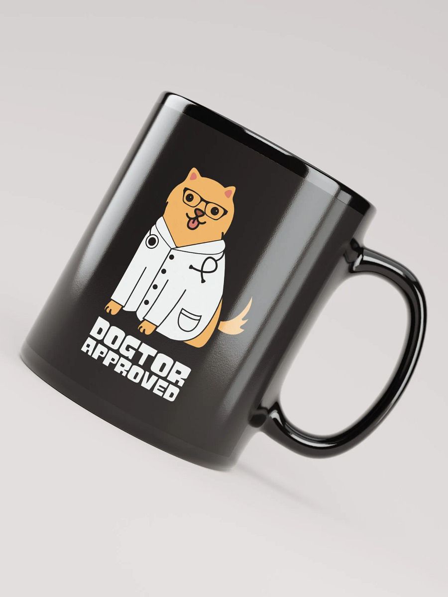 "Dogtor approved" black glossy mug product image (2)