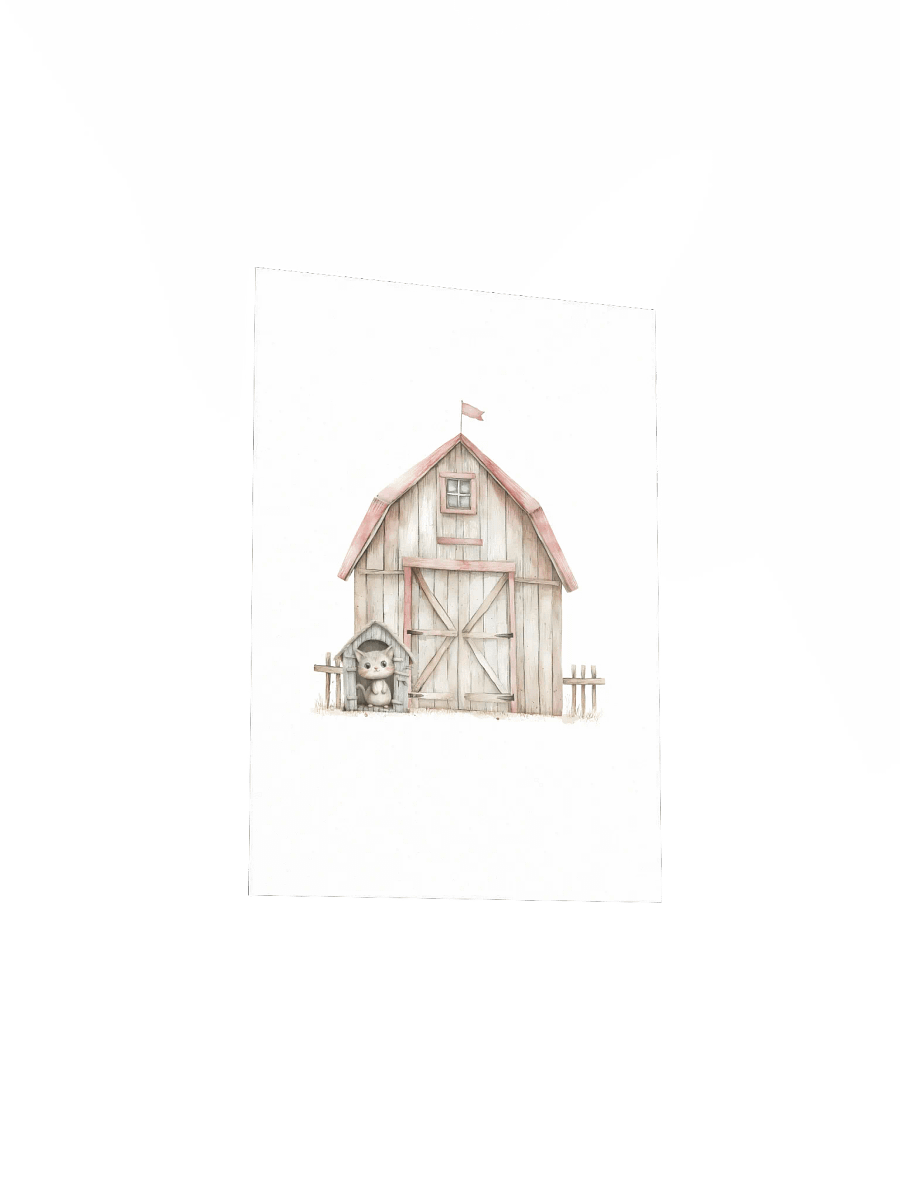 Watercolor Barnyard Cat Nursery Decor Print product image (4)