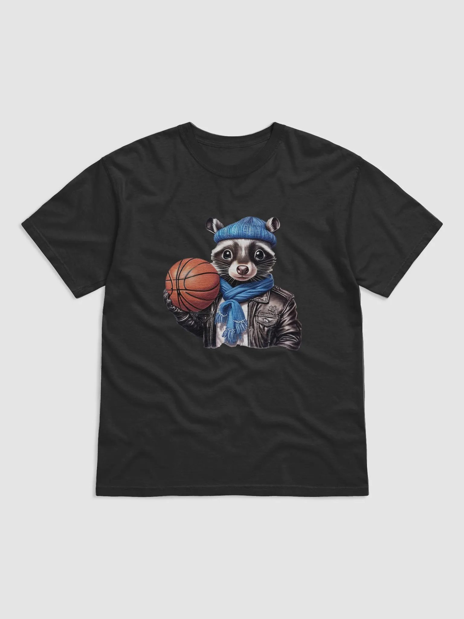 skunk wearing a leather jacket and a hat holding a basketball product image (1)