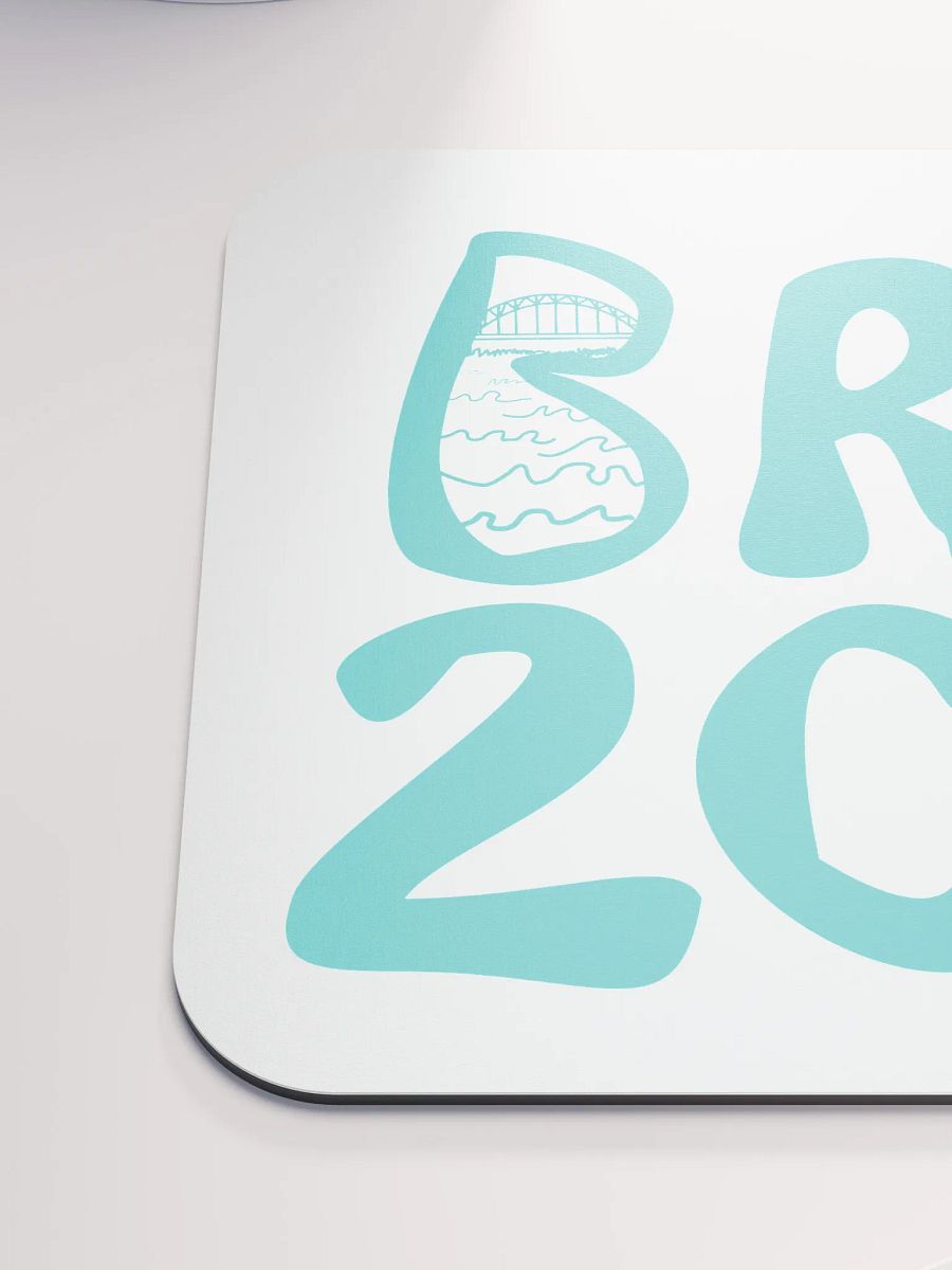 BRN.2C.C.™ | Classic Mouse Pad | Coastal Style for Office & Home | Deep Sky Blue Logo on White product image (6)