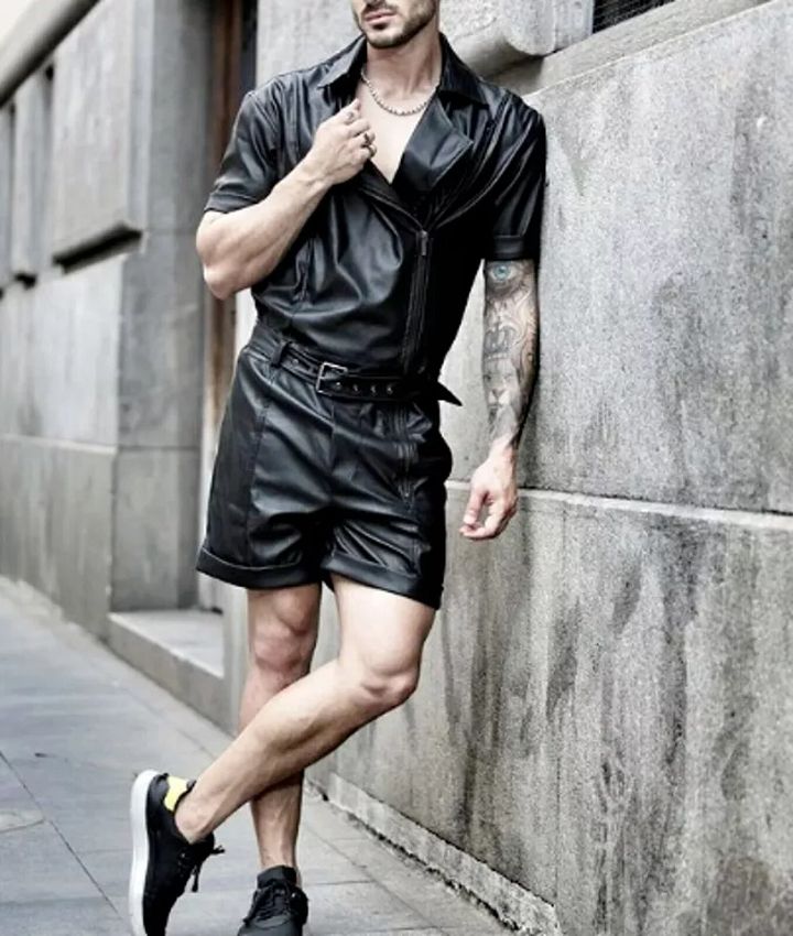 Lambskin Leather Black Short Genuine Men's Pants Boxer With Pocket Gym Sports product image (2)