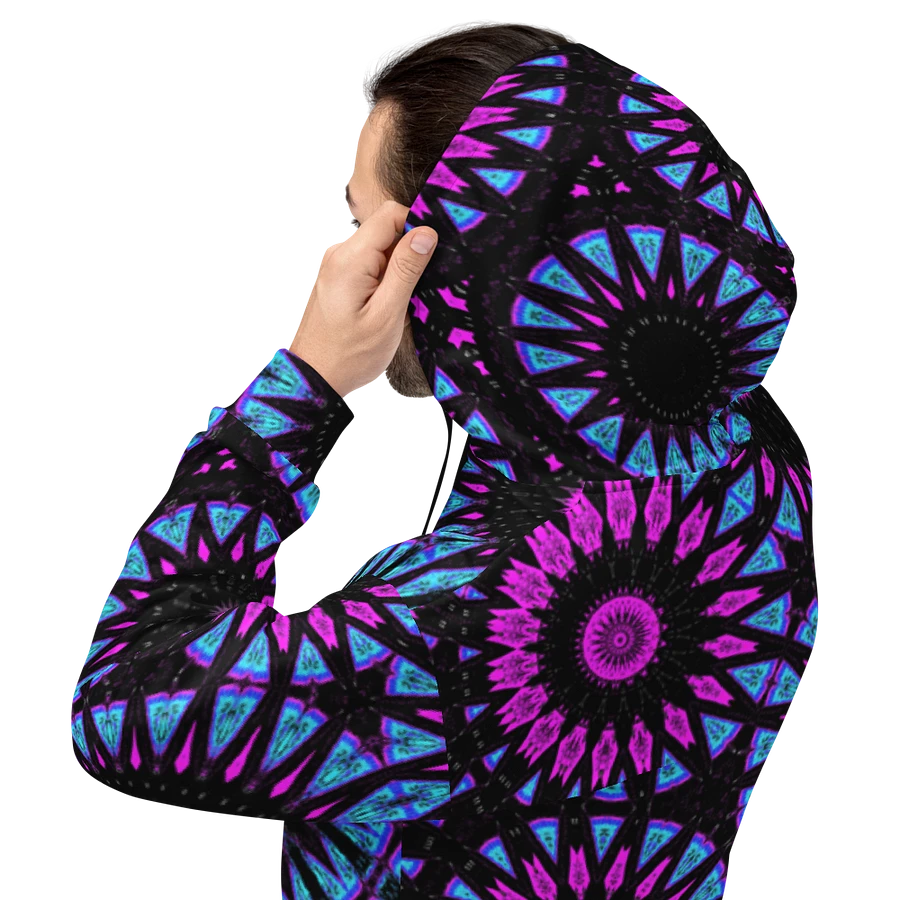 Abstract Circular Shapes in Turquoise, Black and Pink Unisex All Over Print Hoodie product image (4)