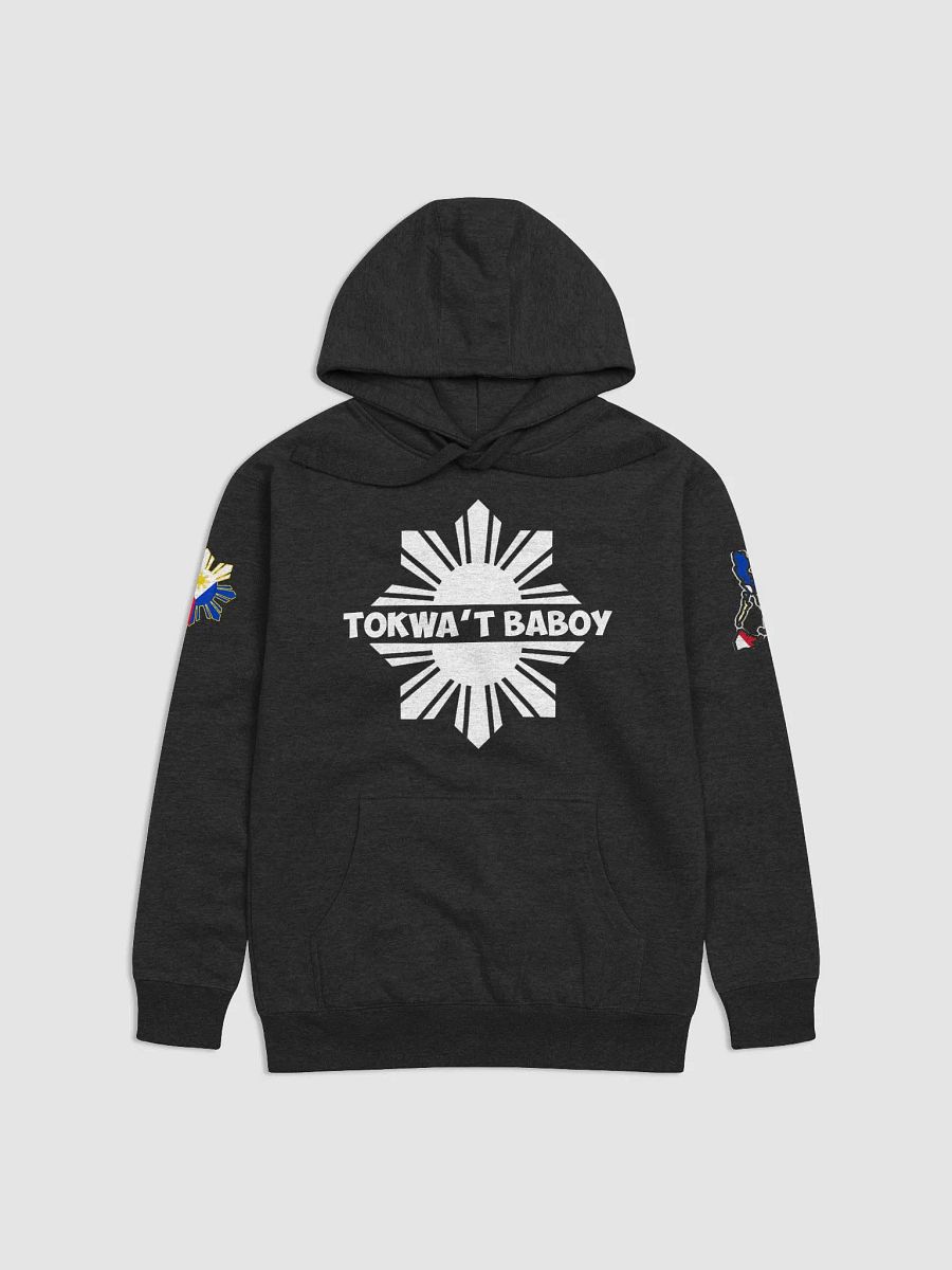 TOKWA'T BABOY PORK TOFU PHILIPPINES CUISINE, FILIPINO FOODIE, HOODIE SWEATSHIRT LONG SLEEVE BLACK (DARK TONES), SHOULDER PATCHES product image (1)