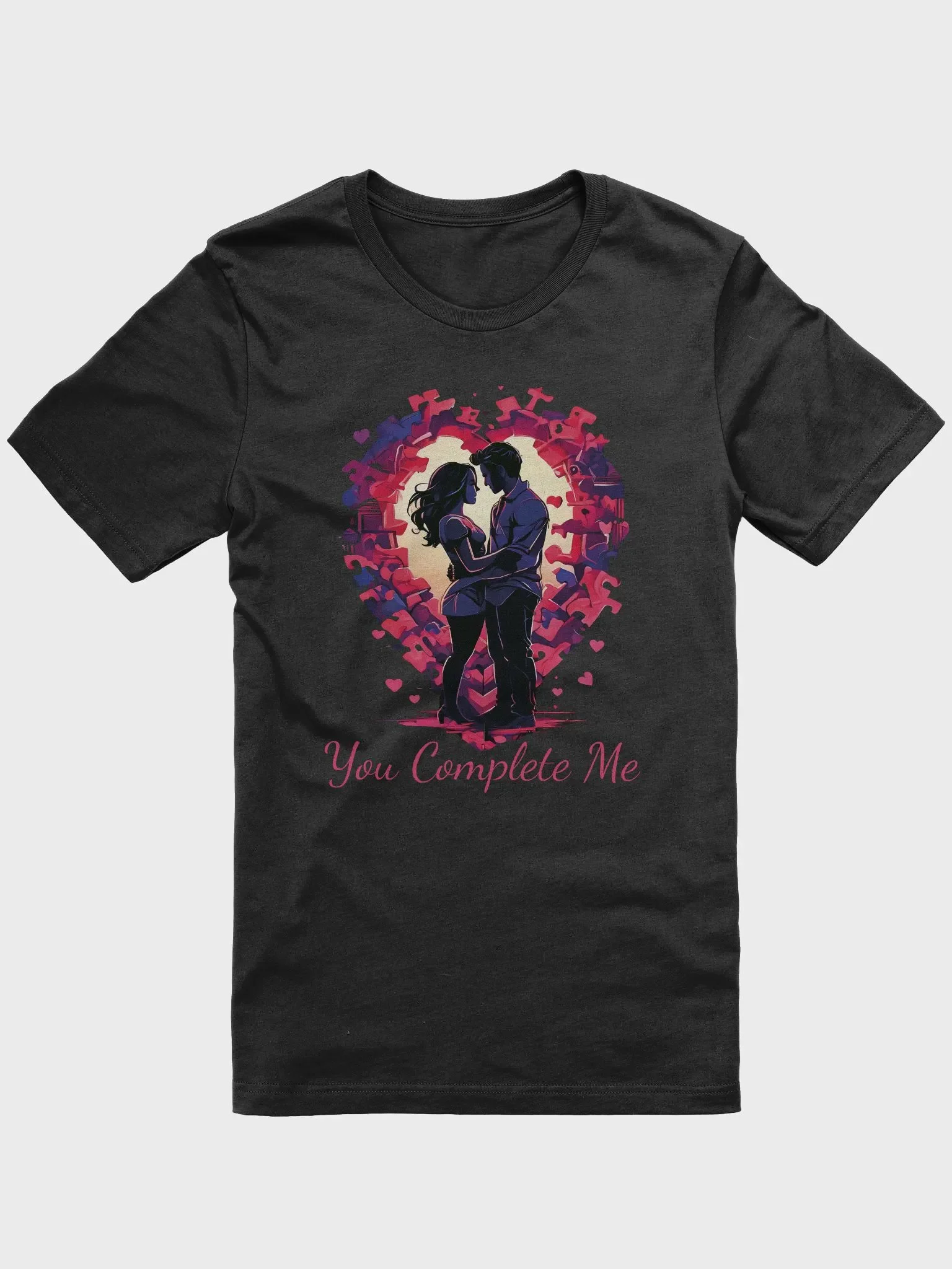 You Complete Me Bella Canvas 3001 T-Shirt - Stylish & Romantic Puzzle Heart Tee for Couples, Valentine's Day, and Anniversaries product image (1)