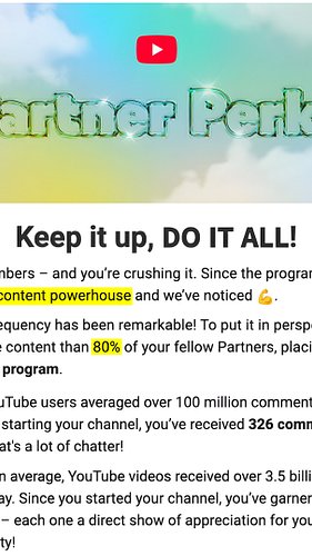 🎉 𝗚𝗿𝗮𝘁𝗲𝗳𝘂𝗹 & 𝗵𝘂𝗺𝗯𝗹𝗲𝗱 🎉 YouTube just reminded me that DO IT ALL is in the top 20% of Partners -- we’ve uploaded more than 80% ...