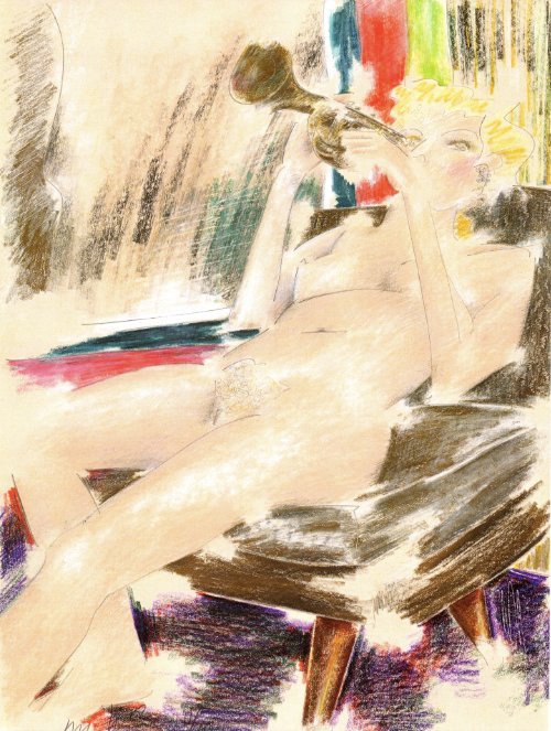 Woman Playing a Trumpet 1985 print product image (1)