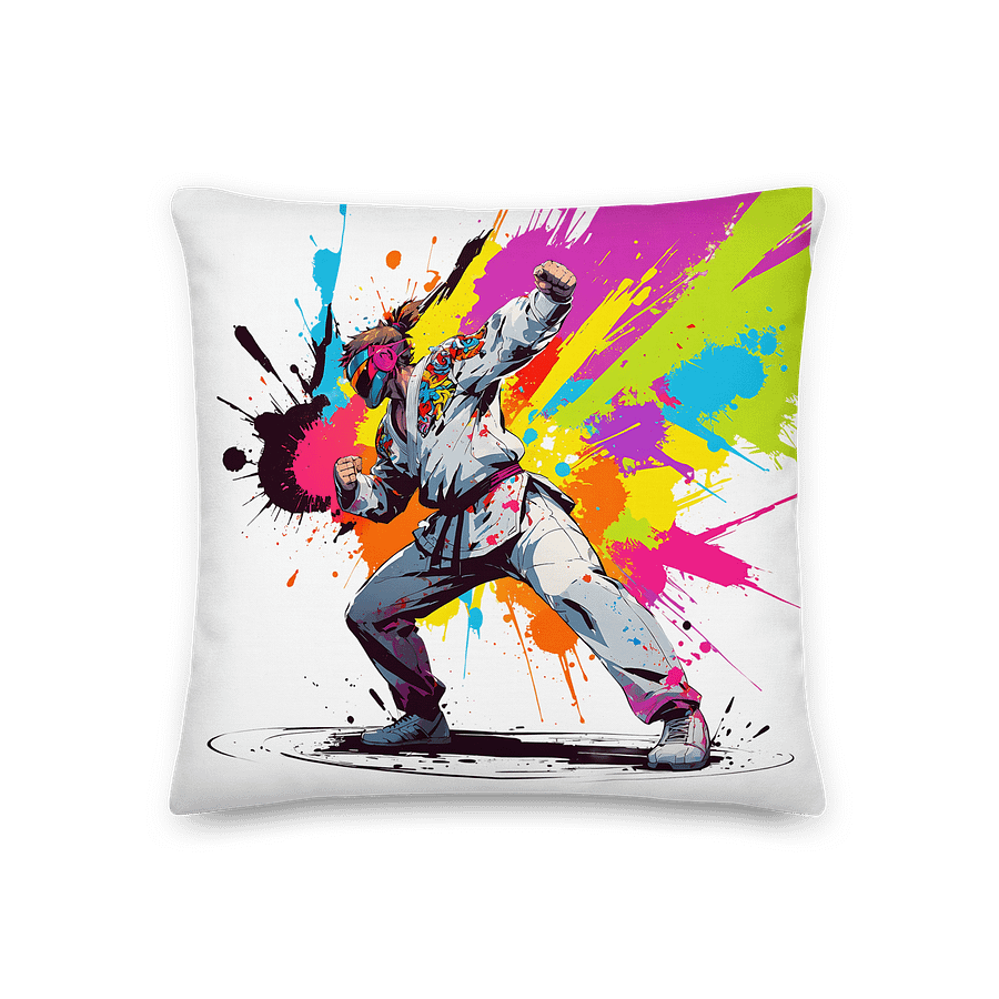 All-Over Print Premium Pillow ( D_0144_Color Kick Taekwondo Boy of the Streets ) product image (1)