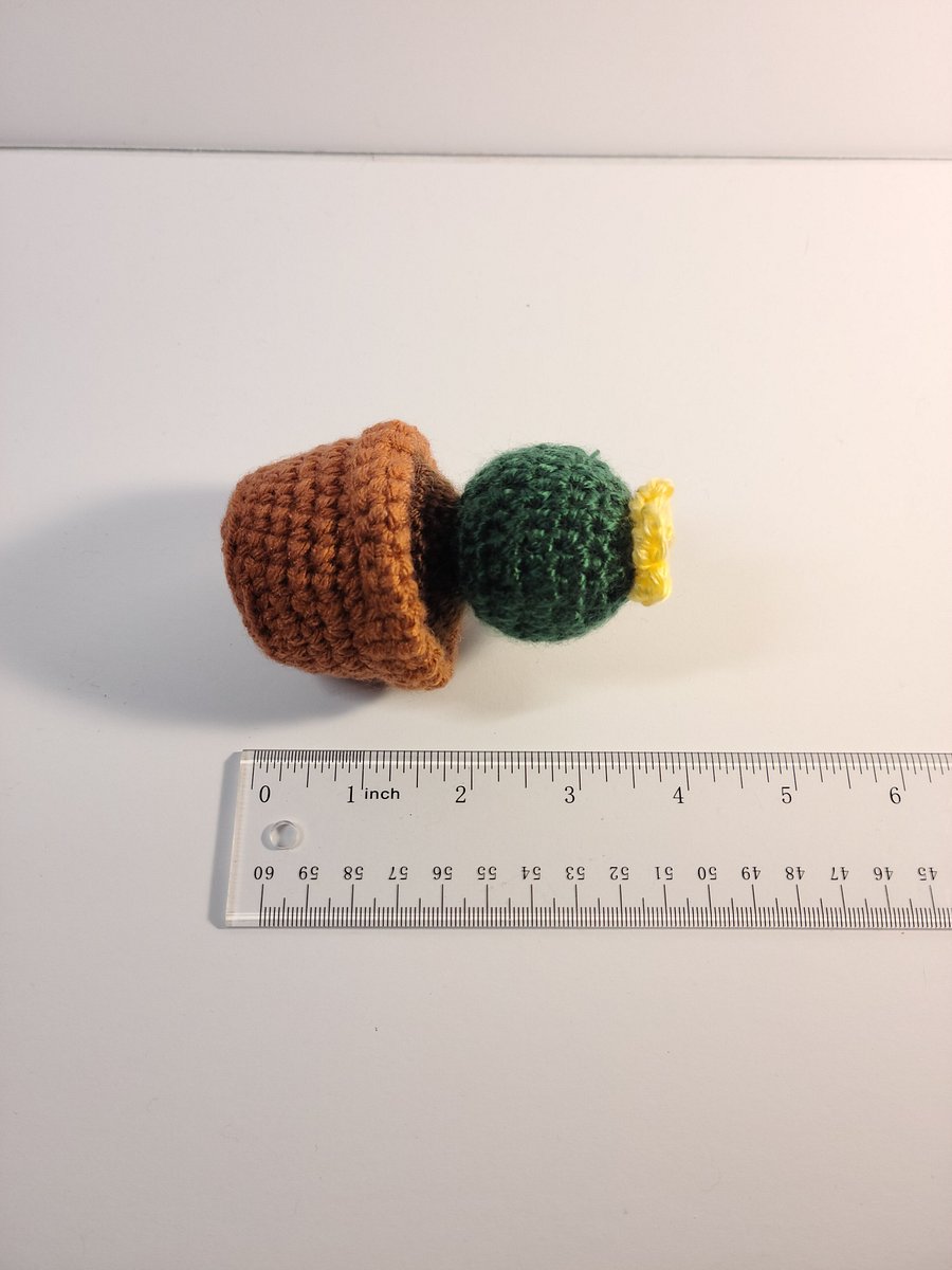 Handmade Amigurumi Mini Cactus With Flower Stuffed Animal product image (4)