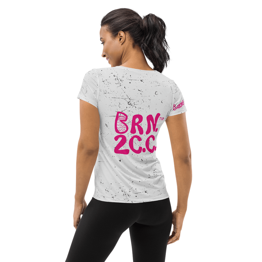 Women's | BOURNE to Cape Cod™ | Sporty Prep Tee ⚓️ | Athletic Style | Pink Logo on Distressed White product image (2)