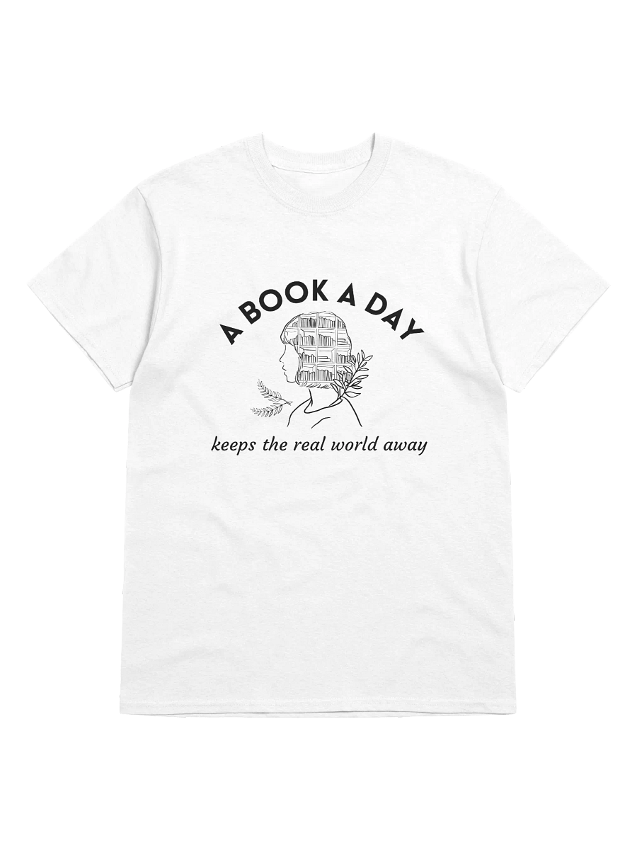 A Book a Day Keeps the Real World Away T-shirt Black Line product image (1)