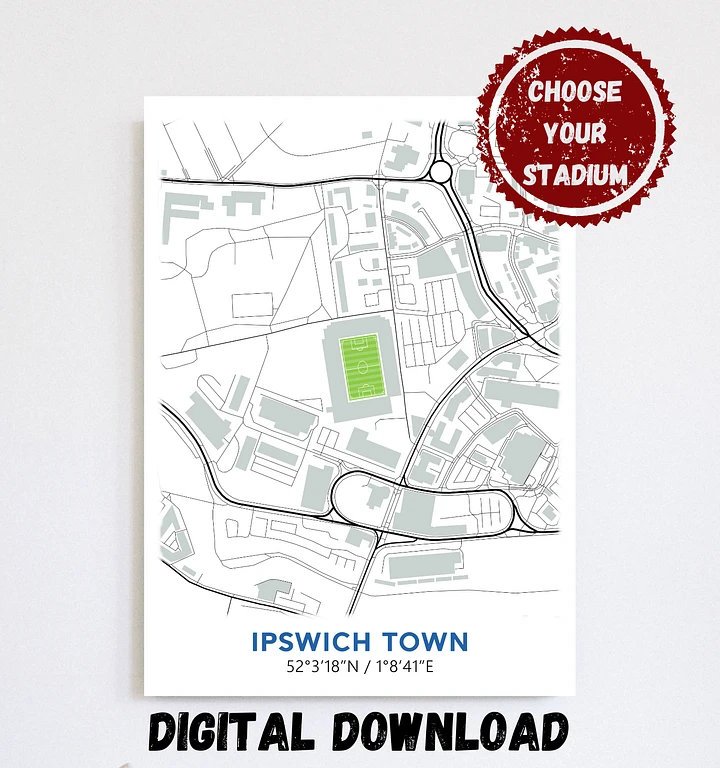 Ipswich Stadium Map Design Digital Download product image (1)