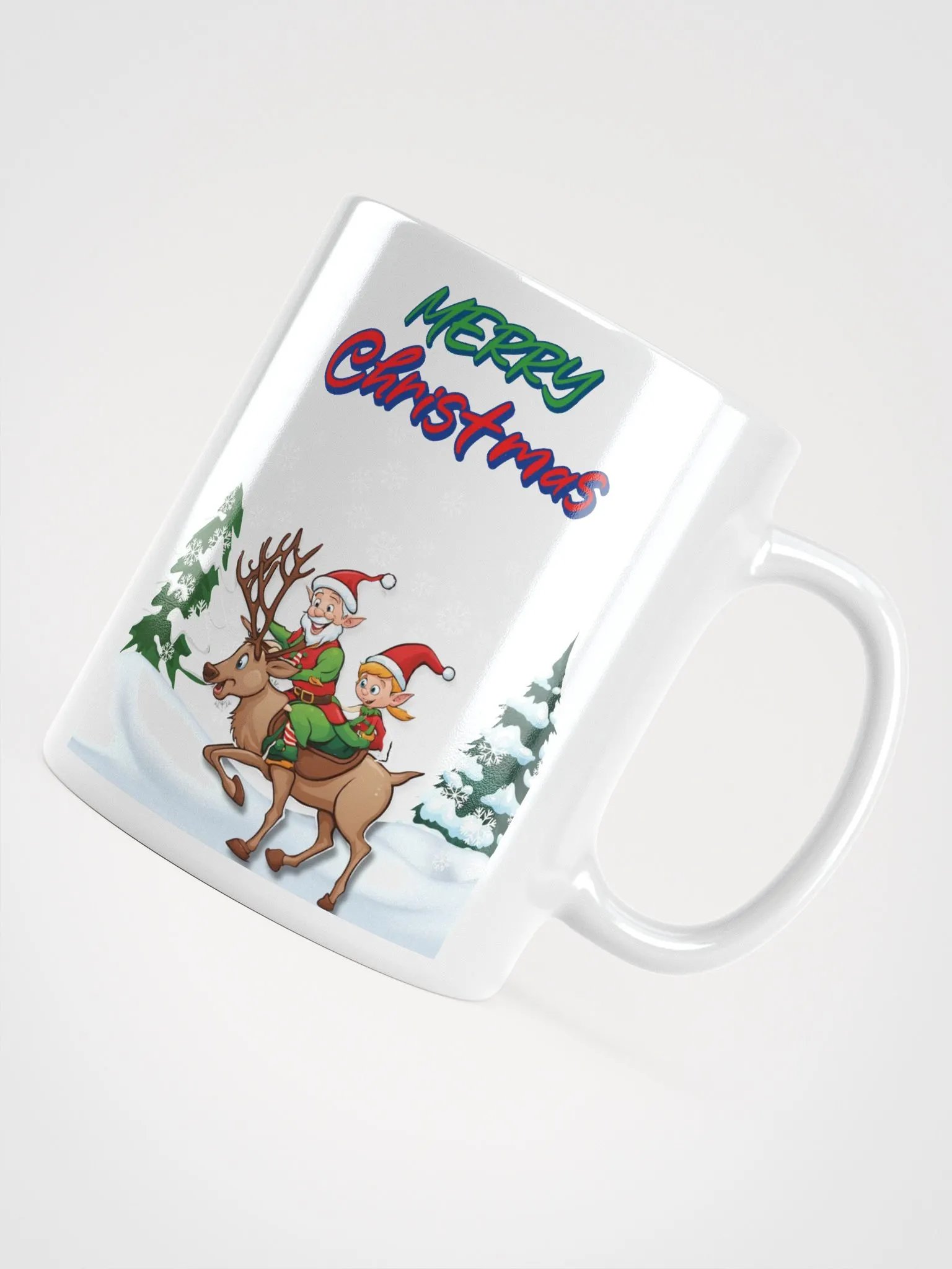 Santa Elves Riding A Reindeer White Mug product image (11)