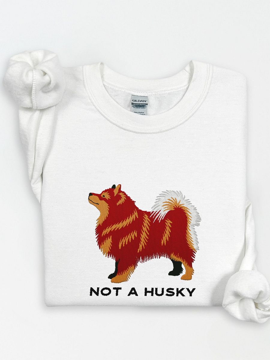 Not a Husky Sweatshirt (Embroidered) of a Finnish Lapphund(Red & Tan) product image (1)