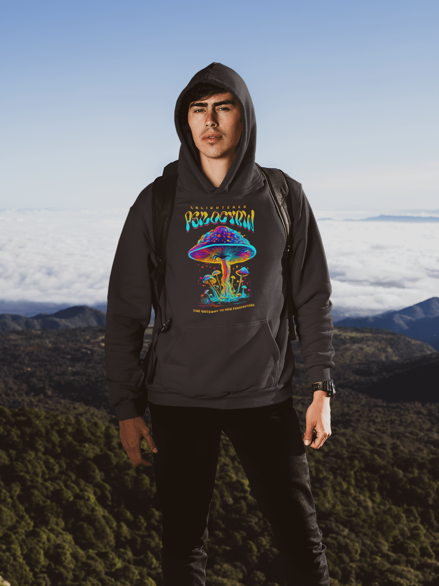 Enlightened Psilocybin Mushrooms - Gateway to New Perspectives - Premium Unisex Hoodie product image (3)