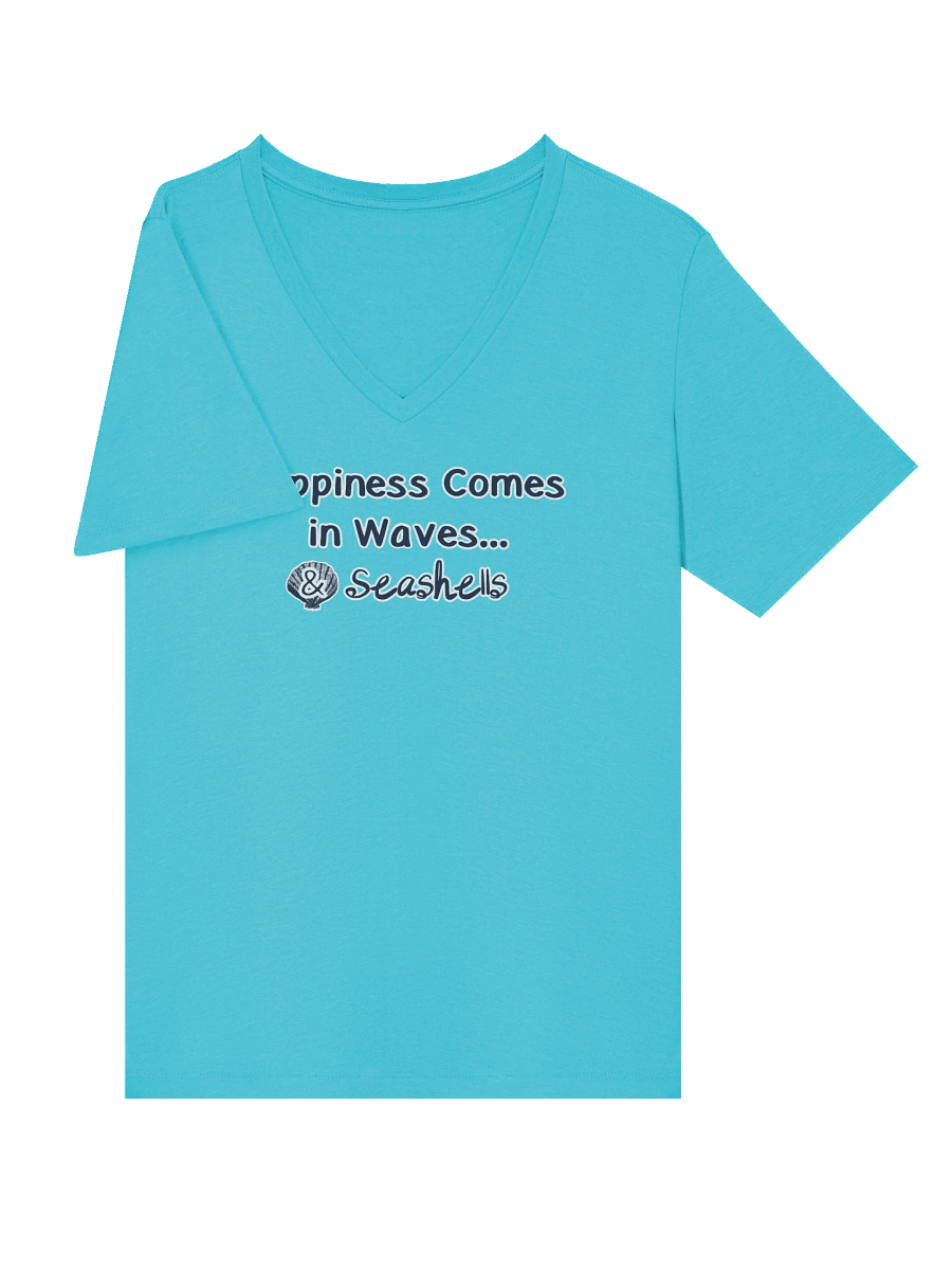 🌊 Happiness Comes in Waves...& Seashells | Coastal Beachcomber V-Neck Tee | Monique Faella Designs™ product image (60)