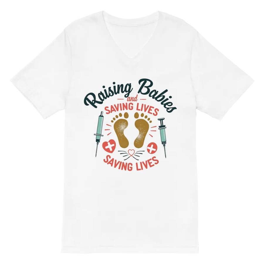 medical moms,Raising Babies and Saving Lives V-Neck Tee product image (2)