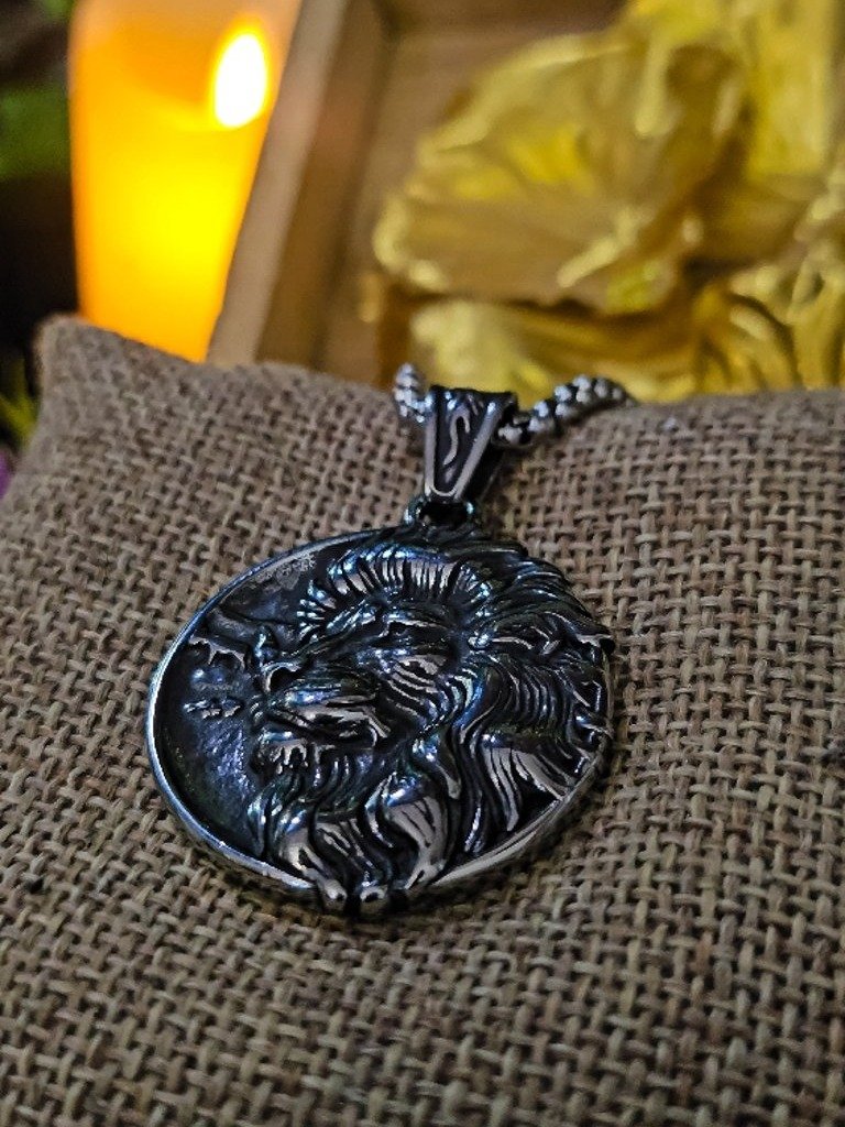 The Armored Kingdom Lion of the Iron Pride Necklace-Stainless Steel-Detailed Lion Head Design product image (5)