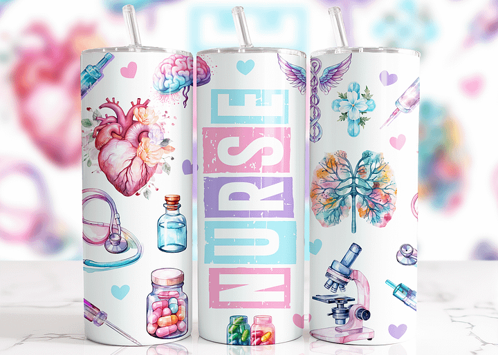 Whimsical Nurse Watercolor Stainless Steel Tumbler product image (2)