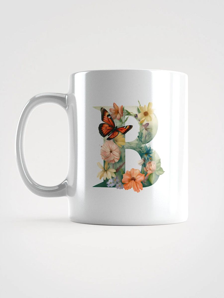 Letter B Monogram Floral Fantasy White Glossy Mug product image (18)