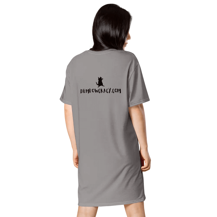 Dancing Demeowcracy Feline Grey T-Shirt Dress product image (2)