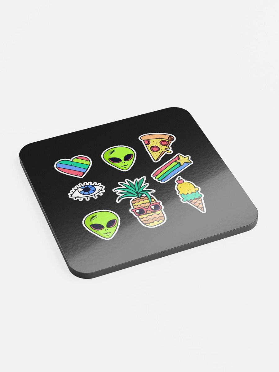 "Martians Take Belfast!" Roswell Aliens Black Cork Coaster product image (2)