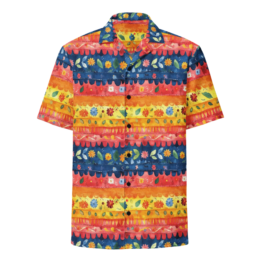 Scalloped Stripe Floral Pattern-Seamless Papel Picado Hawaiian Shirt product image (1)